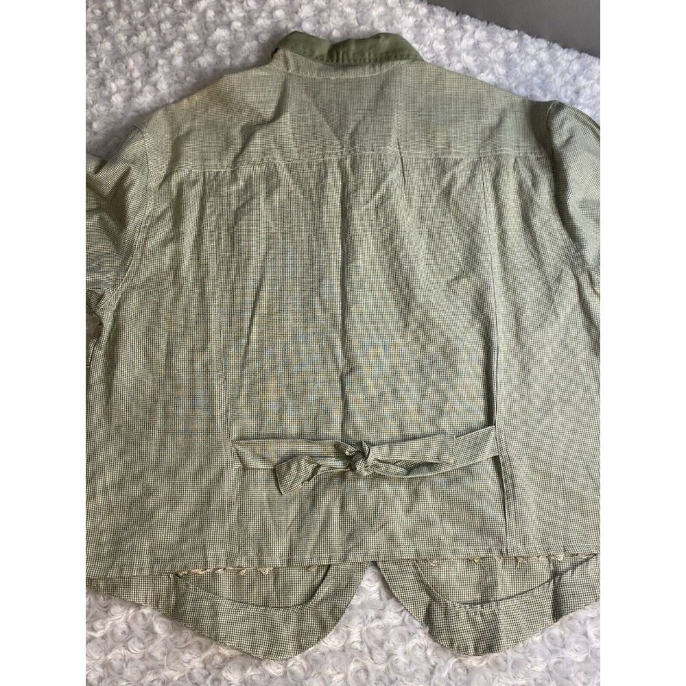 Casey & Max Size M Vintage Sage Herringbone Embroidered Floral Button Down NWT - Picture 13 of 15